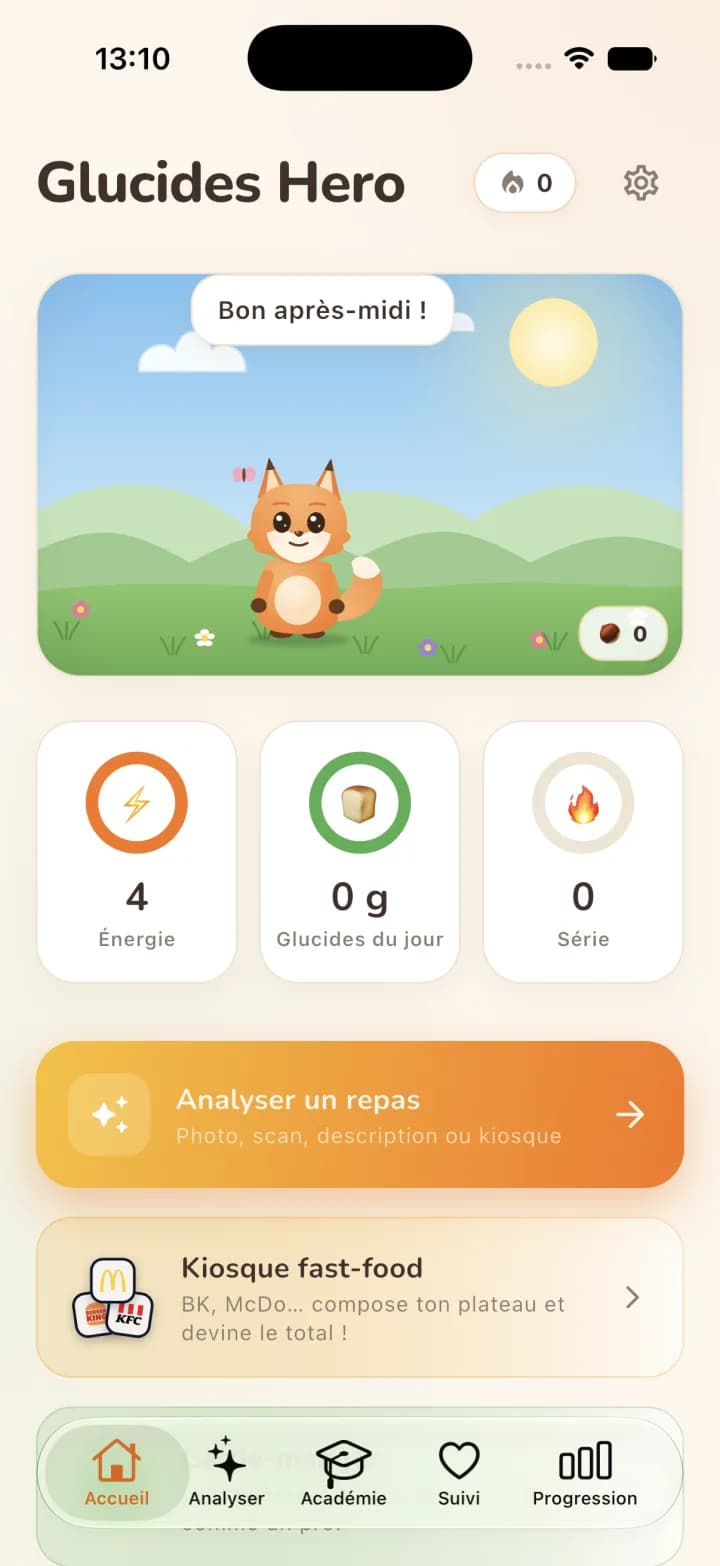 Aperçu du projet Glucides Hero